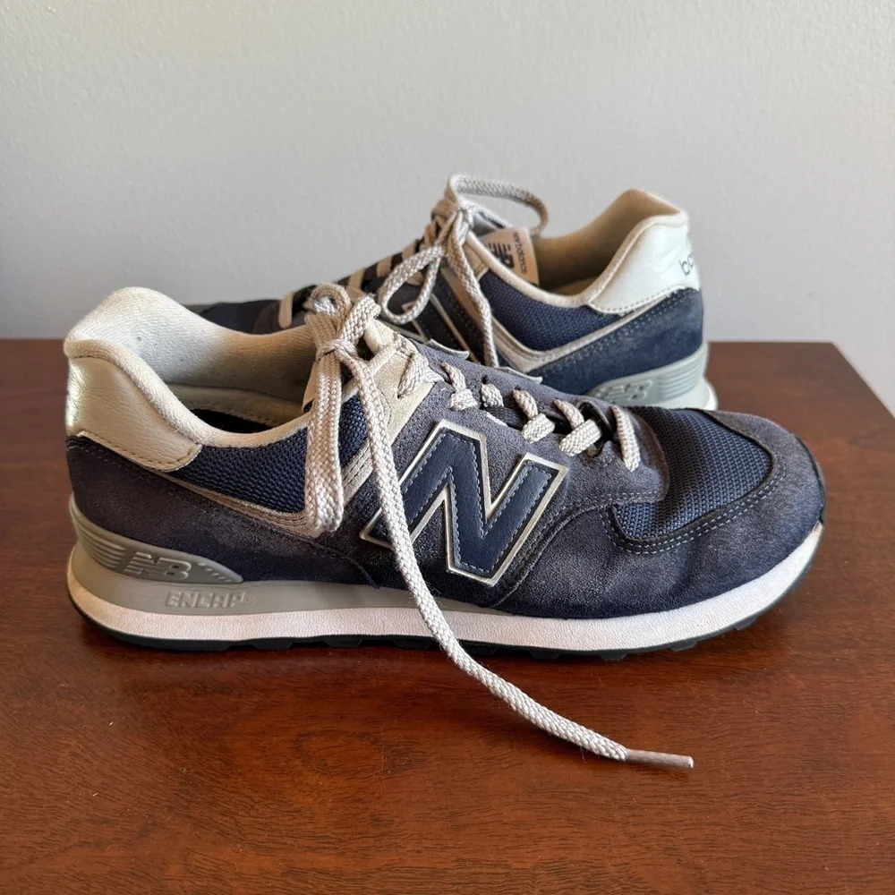 New Balance 574 Navy and Gray Sneakers Size 9.5
